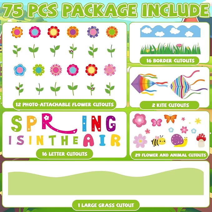 Spring is in The Air Bulletin Board Set Colorful Floral Butterfly Photo Craft