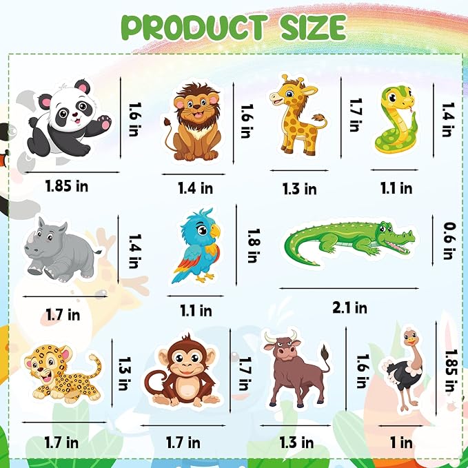 300Pcs Animals Foam Stickers, Self-Adhesive Cartoon Forest Animals Foam Reward