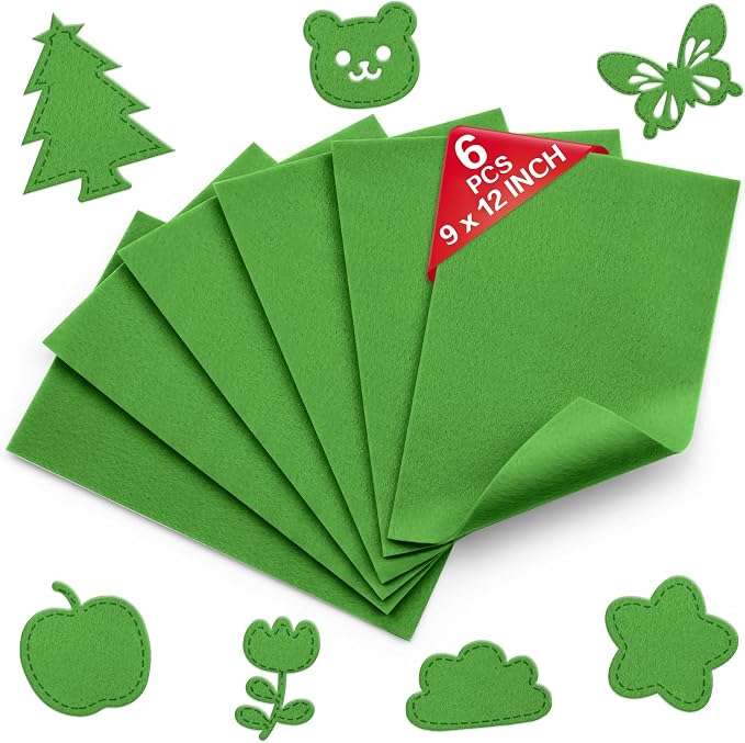 Emerald Green Soft Felt Sheets for Crafts, 1.6mm Thick, Kids' Crafts, DIY