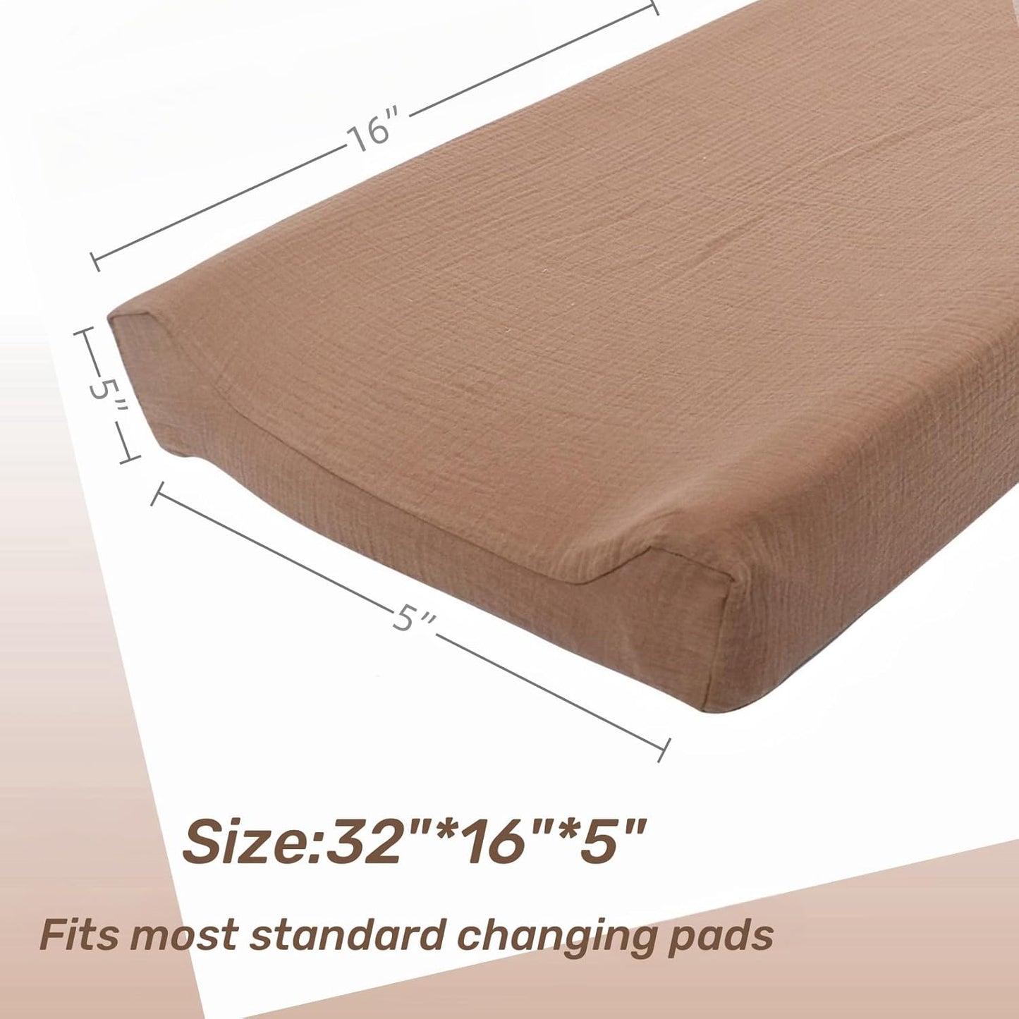 Owlowla Muslin Changing Pad Cover 2PACK,Soft Muslin Cotton Diaper Changing Pad Covers Changing Table Cover for Baby Boy Girl(Natural&Caramel)