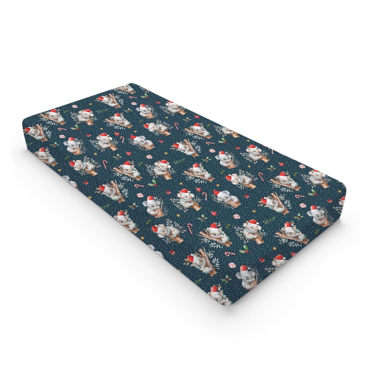 Christmas Koala Baby Changing Pad Cover Australian Animal Diaper Change Table Sheets for Boy Girl Koala Bears Santa Hat Branch Gift Soft Breathable Stretchy Fitted Changing Table Pad Mats 32''x16''