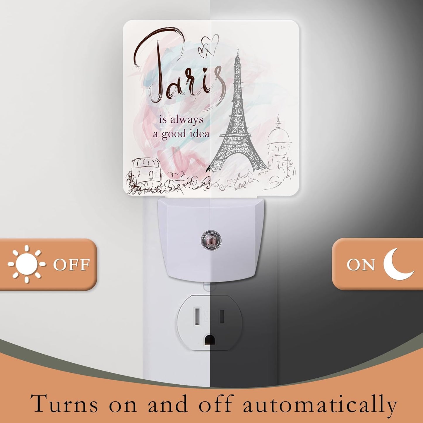 Eiffel Tower Night Light,Paris Night Lights Plug into Wall for Boys Girls Bedroom Decorative Half Round Nightlight Led Lamp 0.5W Sleep Friendly