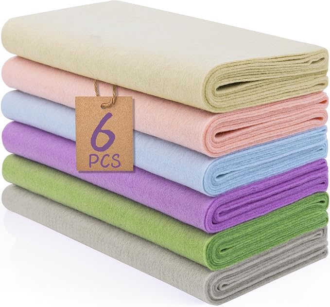 XSEINO 6 Rolls 12"x35" Large Felt Sheets, 1.4mm Thick Nonwoven Fabric