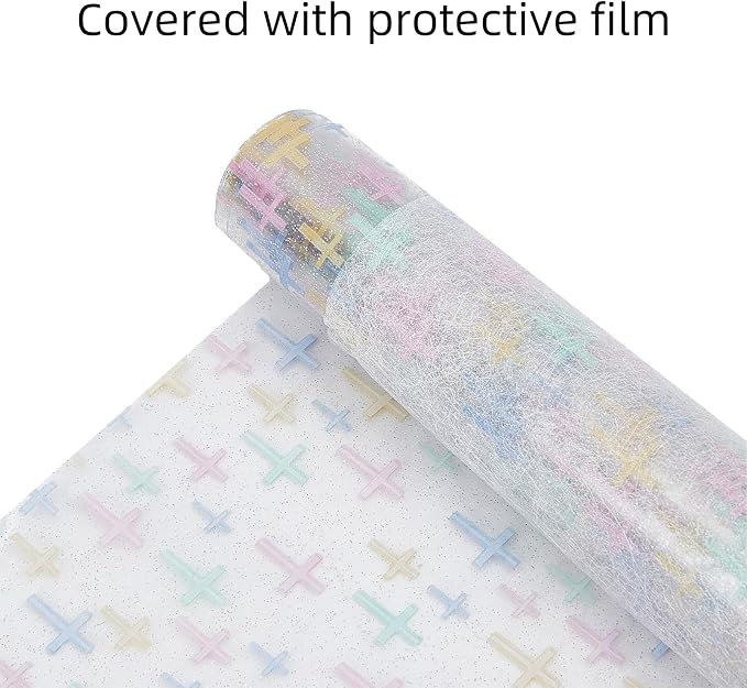 Cross Printed TPU Jelly Faux Leather Fabric, 11.8 x 47.2 Inch Clear TPU Vinyl
