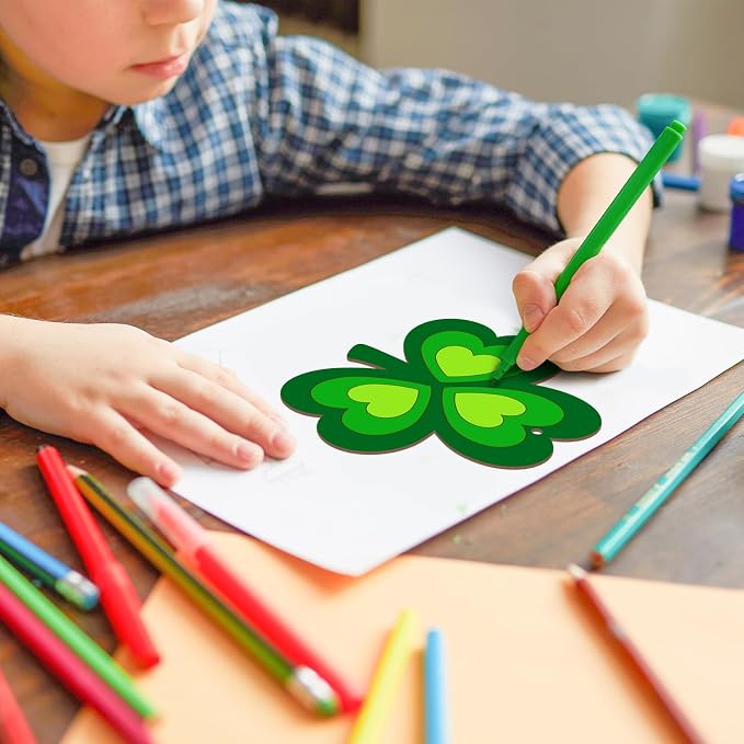 COCHIE St. Patrick's Day Shamrock Wood Crafts to Paint Set of 24, Saint Patrick