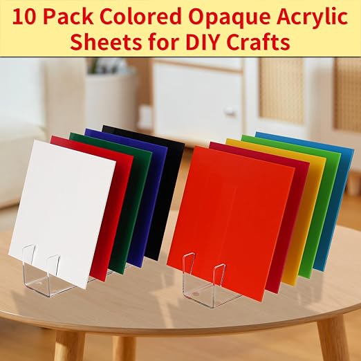 1/8 Thick 12 x 12 inch Acrylic Sheets, 10 Pack Plexiglass Sheets