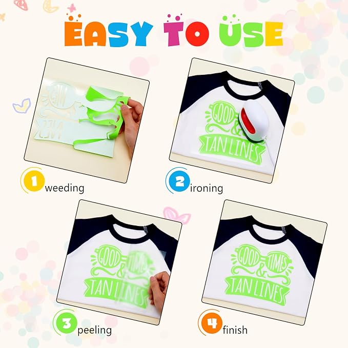 Tintnut Light Green Neon Heat Transfer Vinyl, easy cut & weed, stretch washable
