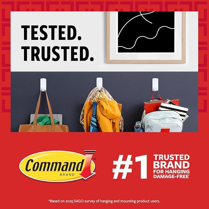 Command Broom Grippers, 3 Hangers and 6 Strips, Damage-Free Mop and Broom