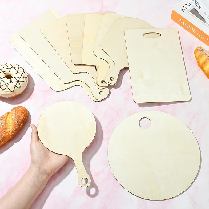 10 pcs 10 Styles Cutting Board Theme Unfinished Wooden Cutout Charms Rectangle