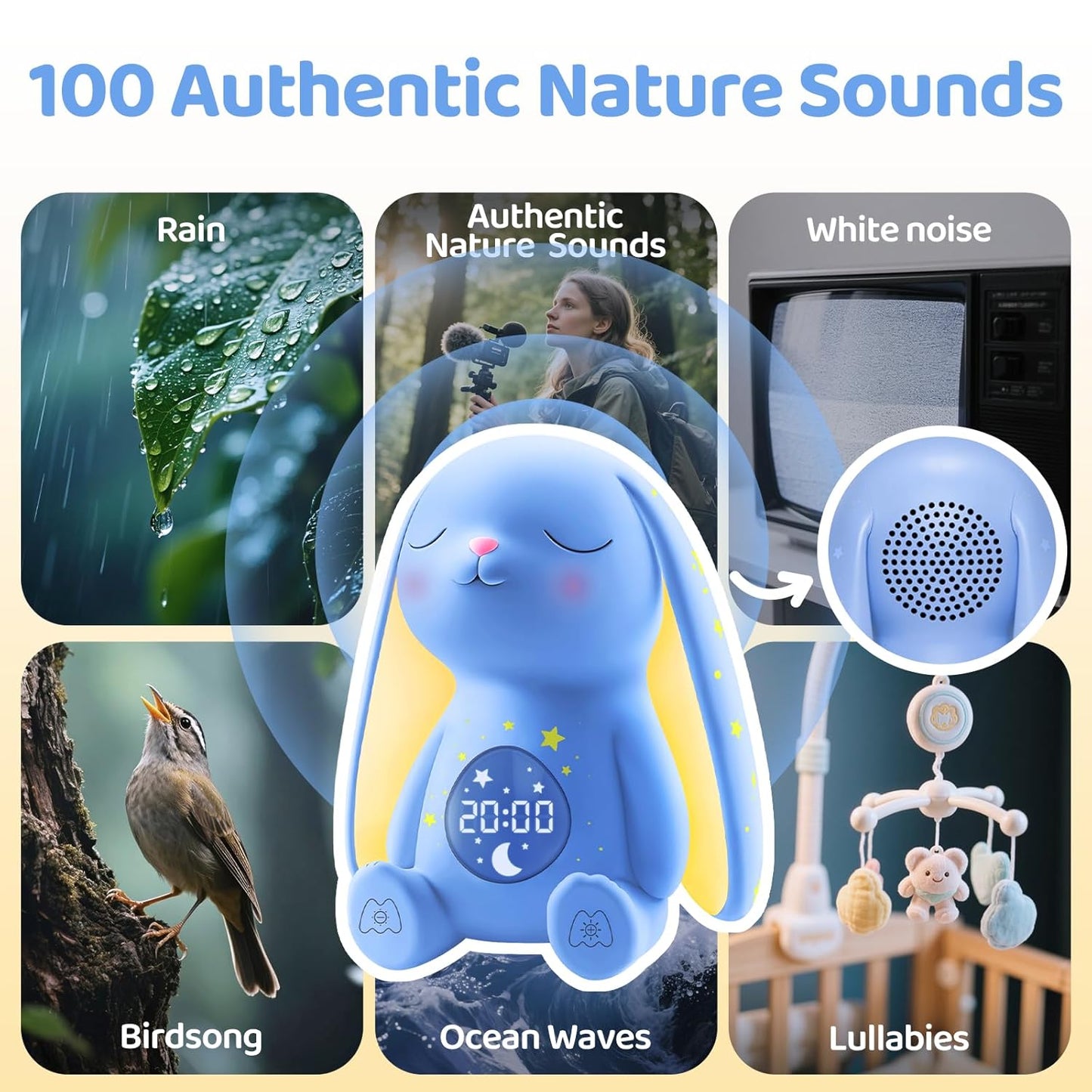 2025 Mom's Choice Awards | White Noise Sound Machine Baby - AI Cry Detection, Night Light, 100 Soothing Sounds, App Control, 150% Battery Life, 50% Faster Sleep, Baby Essentials