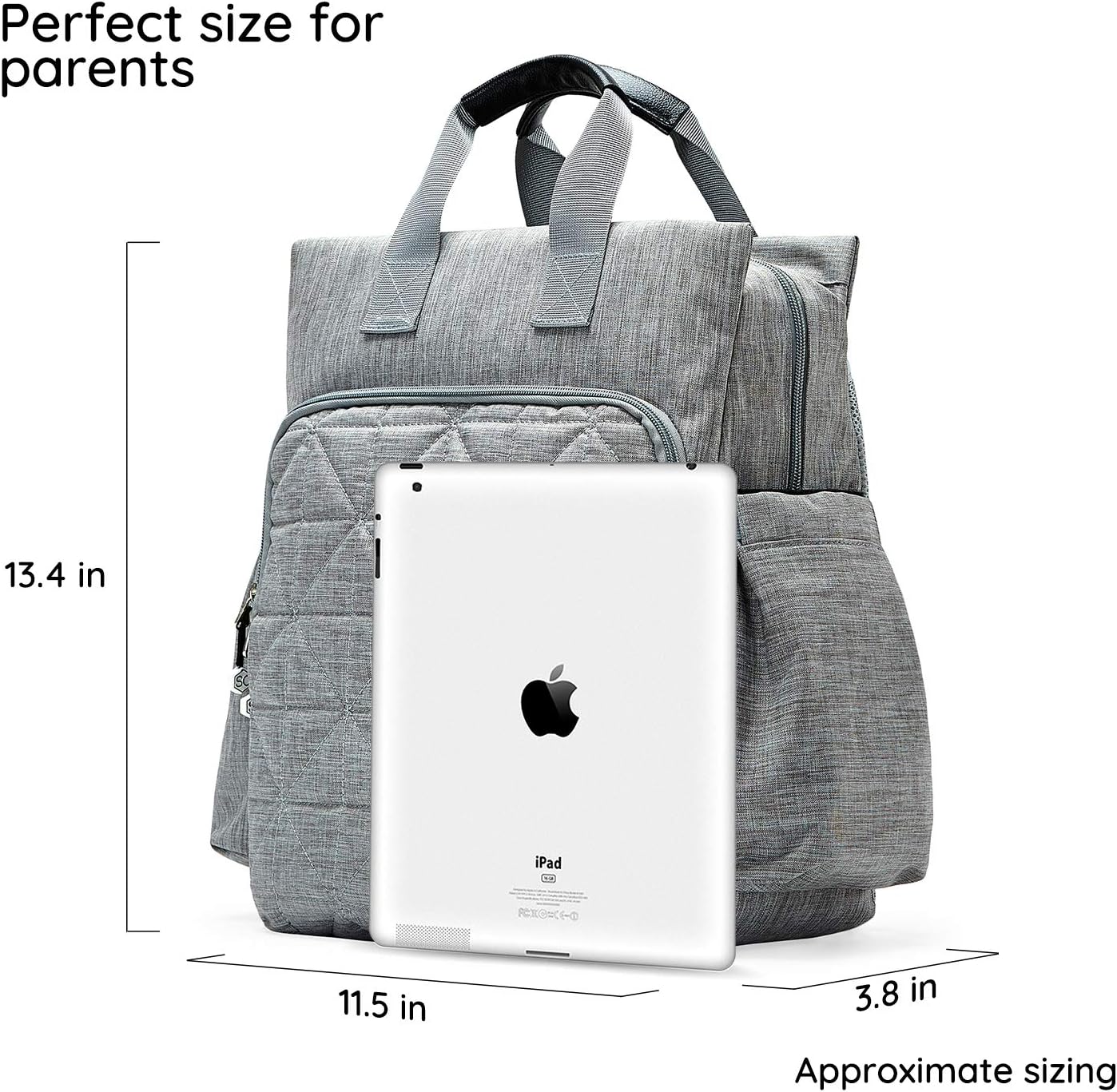 SoHo Kenneth Diaper Backpack 6Pc Set Tote Bag, Gray