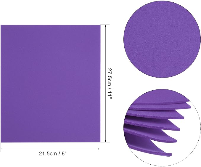 uxcell Purple EVA Foam Sheets 11 x 8 inch 1.7mm Thickness
