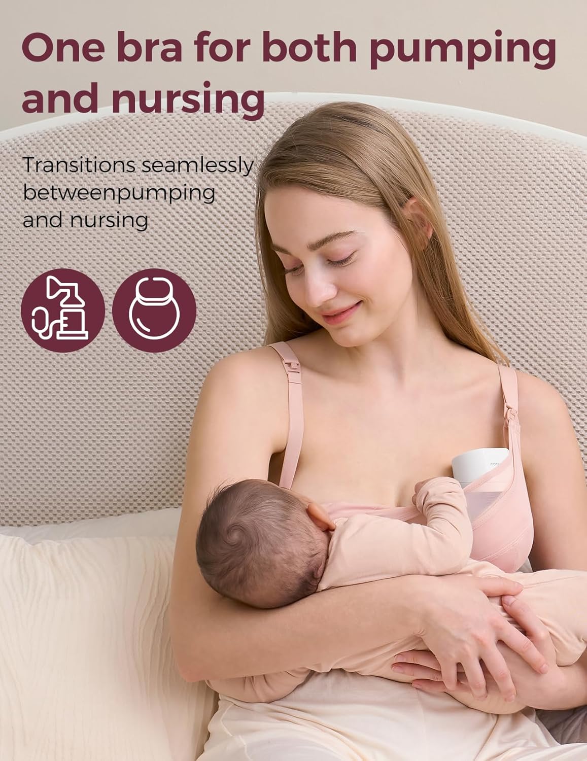 Momcozy Mesh Support Pumping Bra Hands Free Suitable for 36C-44G, Comfortable Plus Size Pumping and Nursing Bra in One