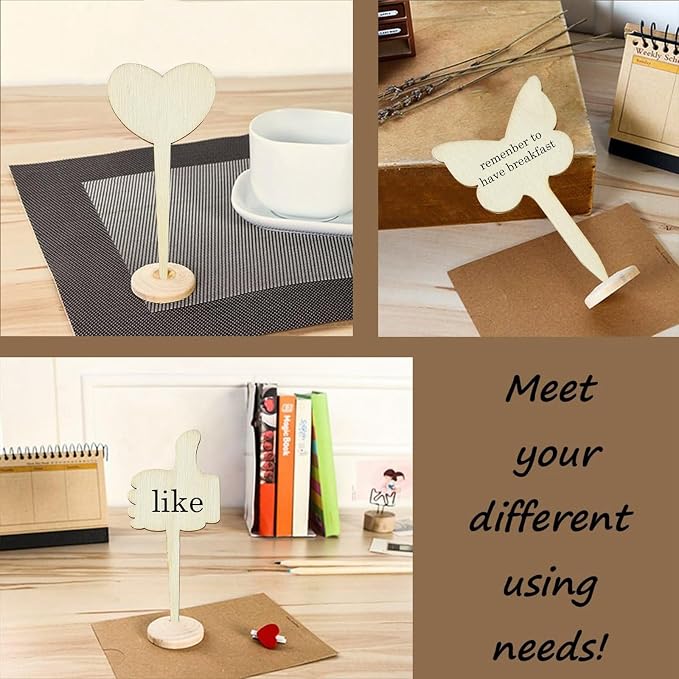 60 pcs 12 Styles Forest Theme Unfinished Wood Cutout Charms Butterfly Heart