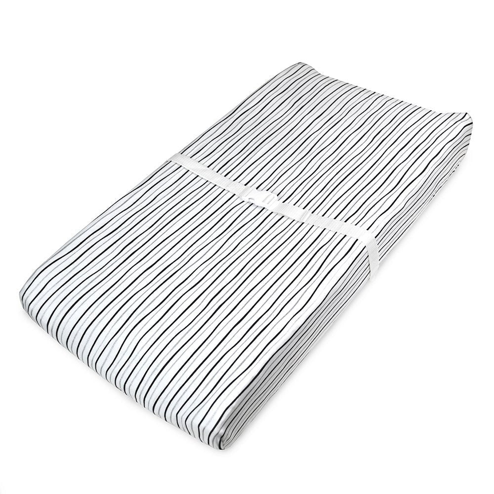 American Baby Company 2 Pack Printed 100% Cotton Knit Fitted Contoured Changing Table Pad Cover - Compatible with Mika Micky Bassinet, Silver Black Arrow/Stripe, for Boys and Girls