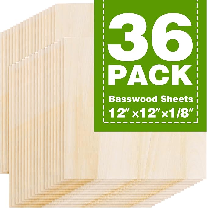 Basswood Sheets 12"x12"x1/8", 3mm Basswood