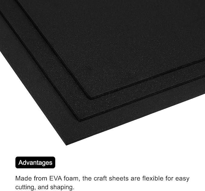 MECCANIXITY EVA Foam Sheets Black 9.8 Inch x 9.8 Inch 3mm Thick Crafts Foam