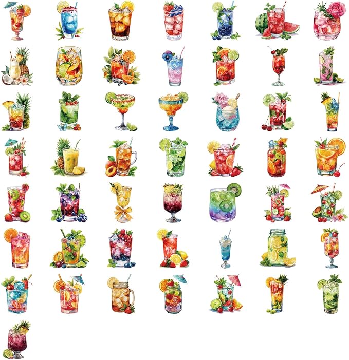 Water Bottles Laptop Phone 50 Packs Cocktails Stickers Computer Guitar