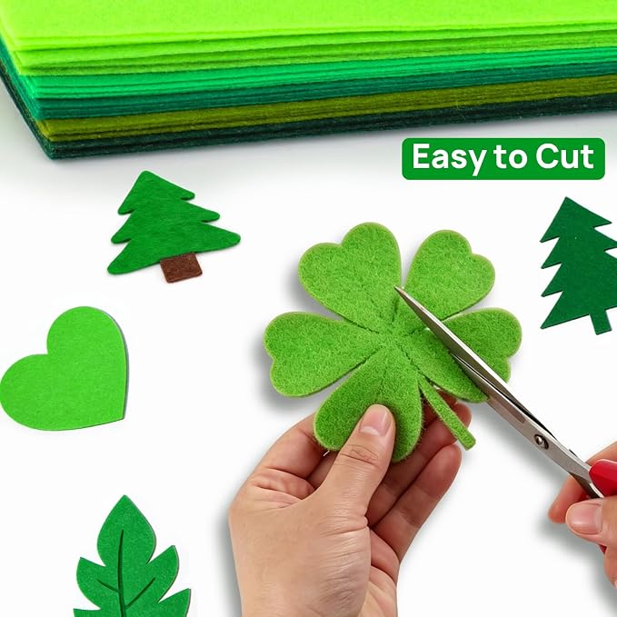 24 Pcs Green Felt Fabric Sheets, 8 Inch X 12 Inch 1mm Craft Felt, Felt Sheets
