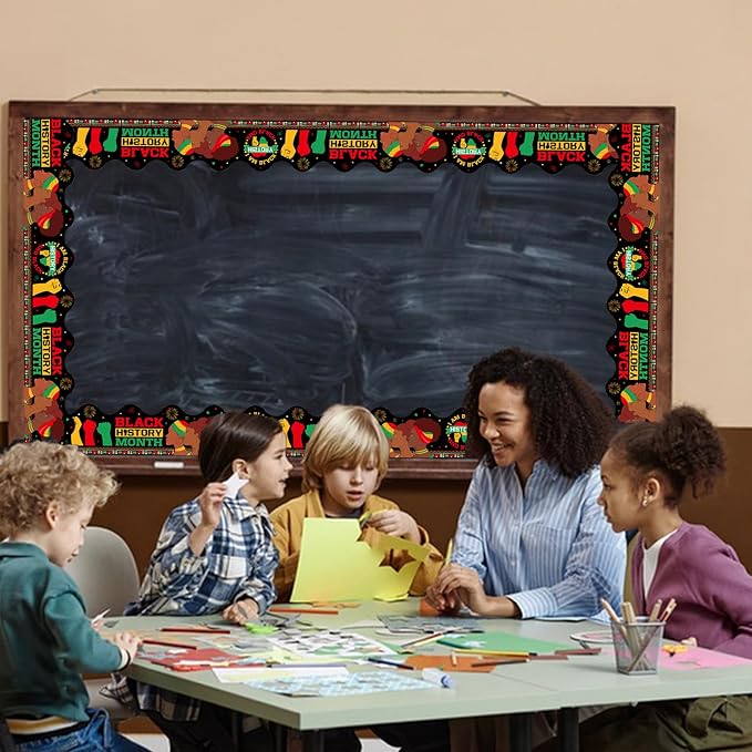69 Feet Black History Month Bulletin Board Scalloped Kente Borders Classroom