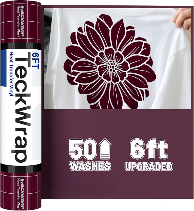 TECKWRAP Heat Transfer Vinyl for T-Shirts, 50+ Washes, REACH Certified & Dryer