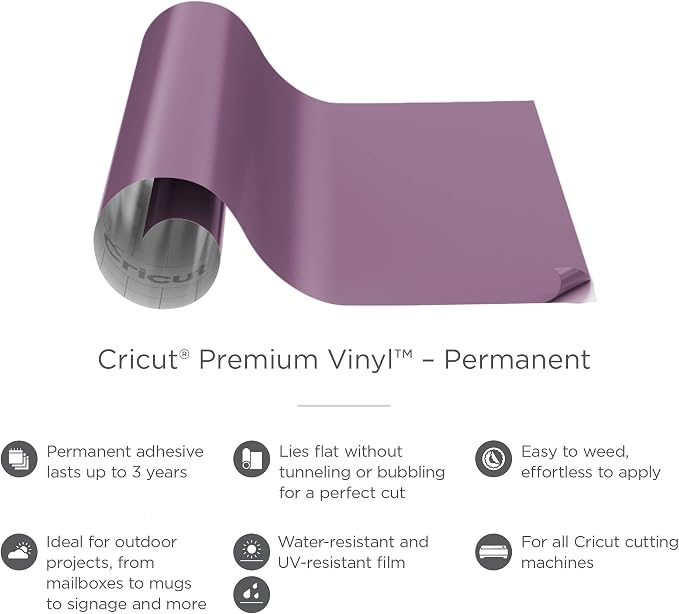 Cricut Premium Permanent Vinyl, Light Purple 3-Pack of 4ft Rolls