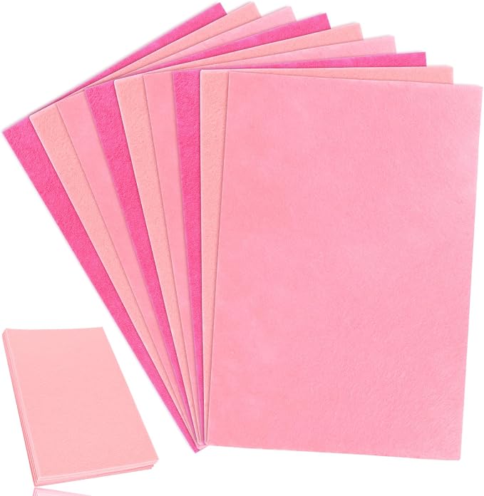 Whaline 18Pcs Pink Felt Fabric Sheets Soft Thick Assorted Pink Craft Felt Pack