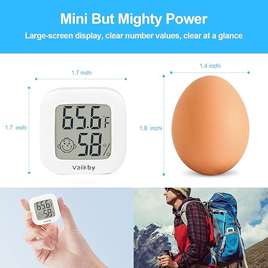 Vaikby Indoor Thermometer 4Pack, Humidity Gauge Meter Digital Hygrometer Room Thermometer for Home, Hight Accurate Temperature and Humidity Monitor for Greenhouse, Reptile, Humidors, Cellar, Office
