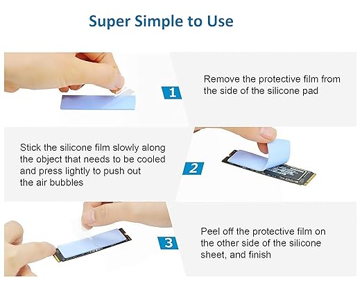 A ADWITS [ 12-Pack ] Thermal Conductive Silicone Pads, Soft Safe Simple to Apply for SSD CPU GPU LED IC Chipset Cooling -Blue