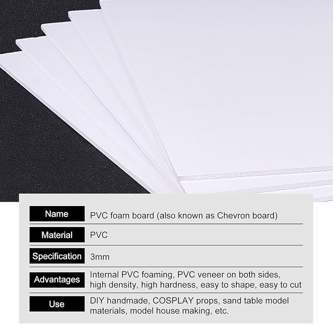 BENECREAT 5 Sheets 3mm White Foam Boards 11.8x7.8inch Rectangle Foam PVC Sheet