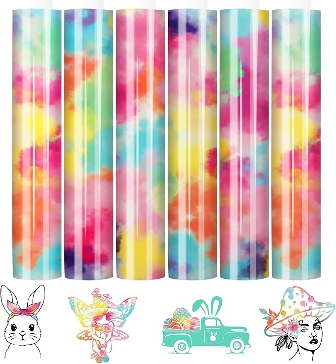 Tintnut Dreamy Tie Dye Heat Transfer Vinyl, PU HTV Sheets, easy cut & weed