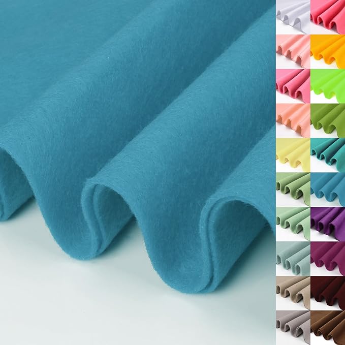 Turquoise Large Felt Fabric 36" X 36" 1 Square Yard, 1.4 mm