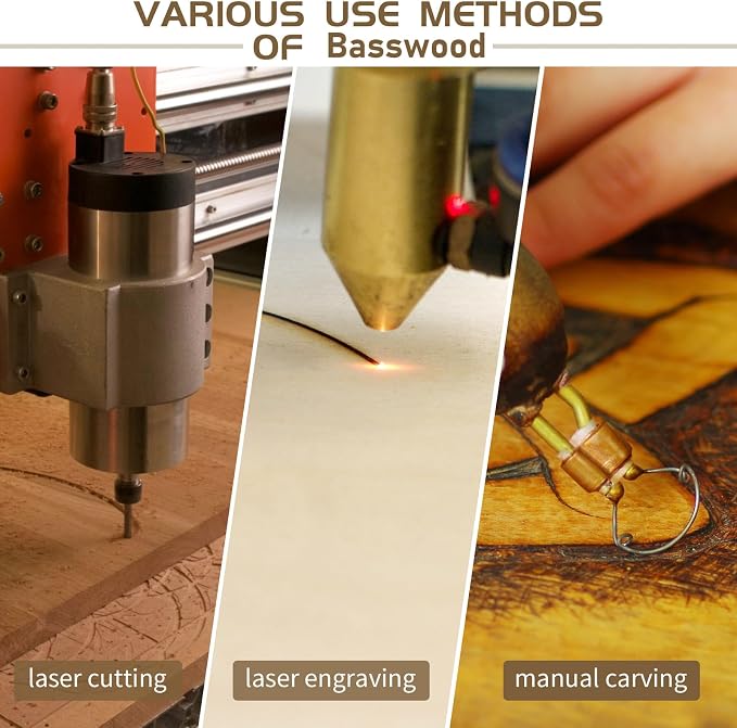 24 Pcs Basswood Sheets Plywood, School DIY Projects, CNC Cutting, and Wood