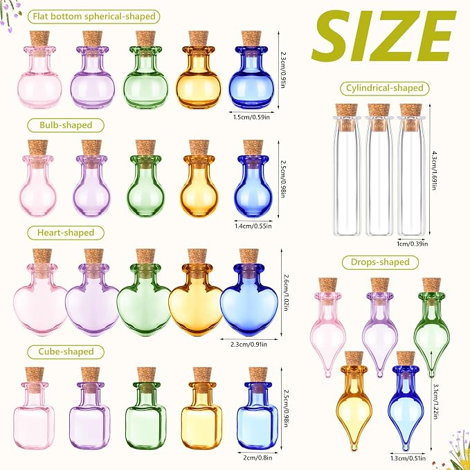 Geiserailie 80 Pieces Tiny Glass Bottles Spell Jars