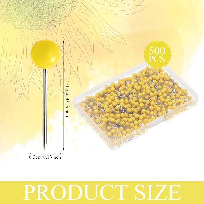 WILLBOND 500 Pack Map Push Pins Map Tacks Small Round Head Push Pins Thumb Tacks