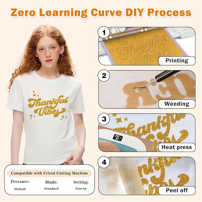 TUMIYA Gold Glitter Heat Transfer Vinyl HTV Roll