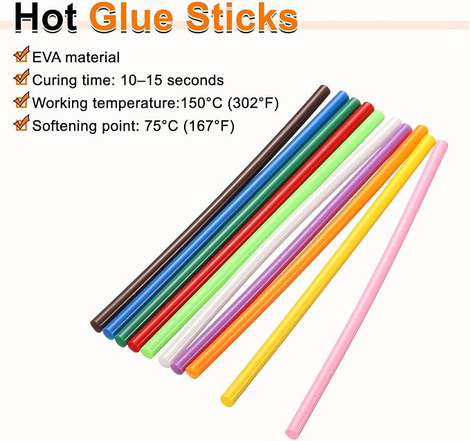 HARFINGTON 10pcs Hot Glue Sticks 0.28" Dia x 11.81" Long EVA Mini Hot Melt