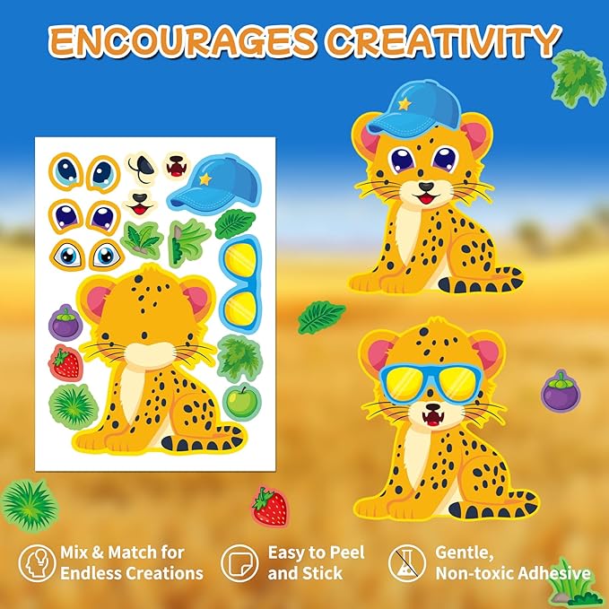 Aowplc 48 Make A Safari Animal Sticker Sheets