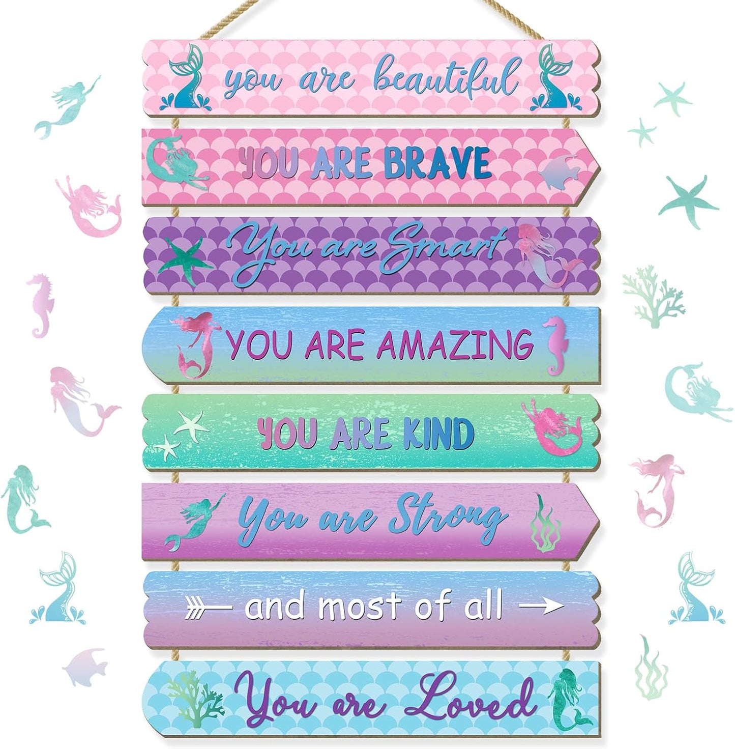 Mermaid Room Decorations For Girls, Kids Room Decor, Inspirational Wall Decor, Little Kids Bedroom Decor,Bedroom Deco For Teen Girls,Nursery Wall Deco(Mermaid)
