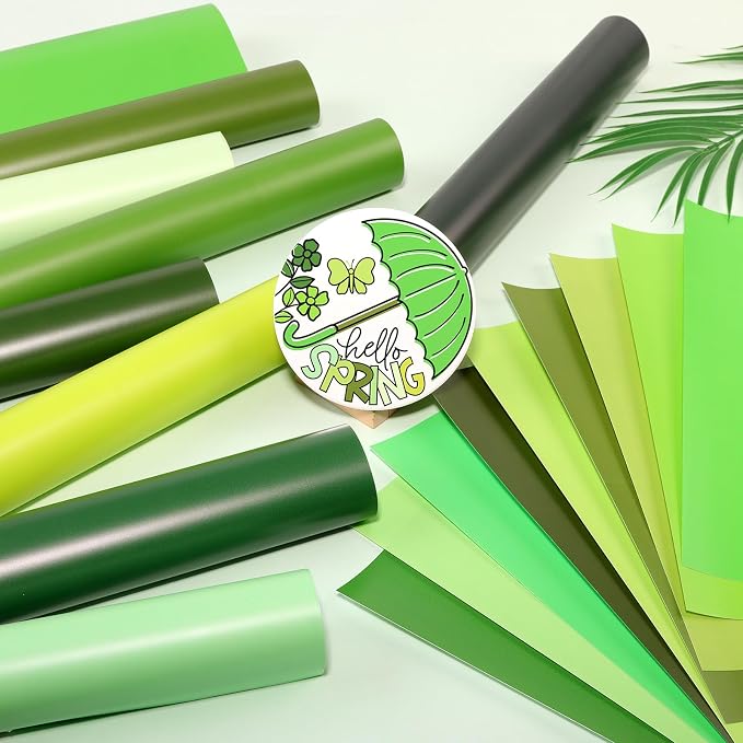 Tintnut Green Permanent Vinyl 18 Sheets 12''x10'' Solid Color Adhesive Viny |