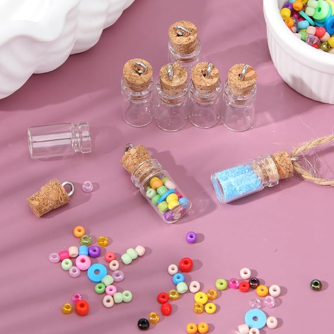 20 Pcs Mini Glass Bottles with Cork 1ml Capacity Clear Tiny Glass Bottles