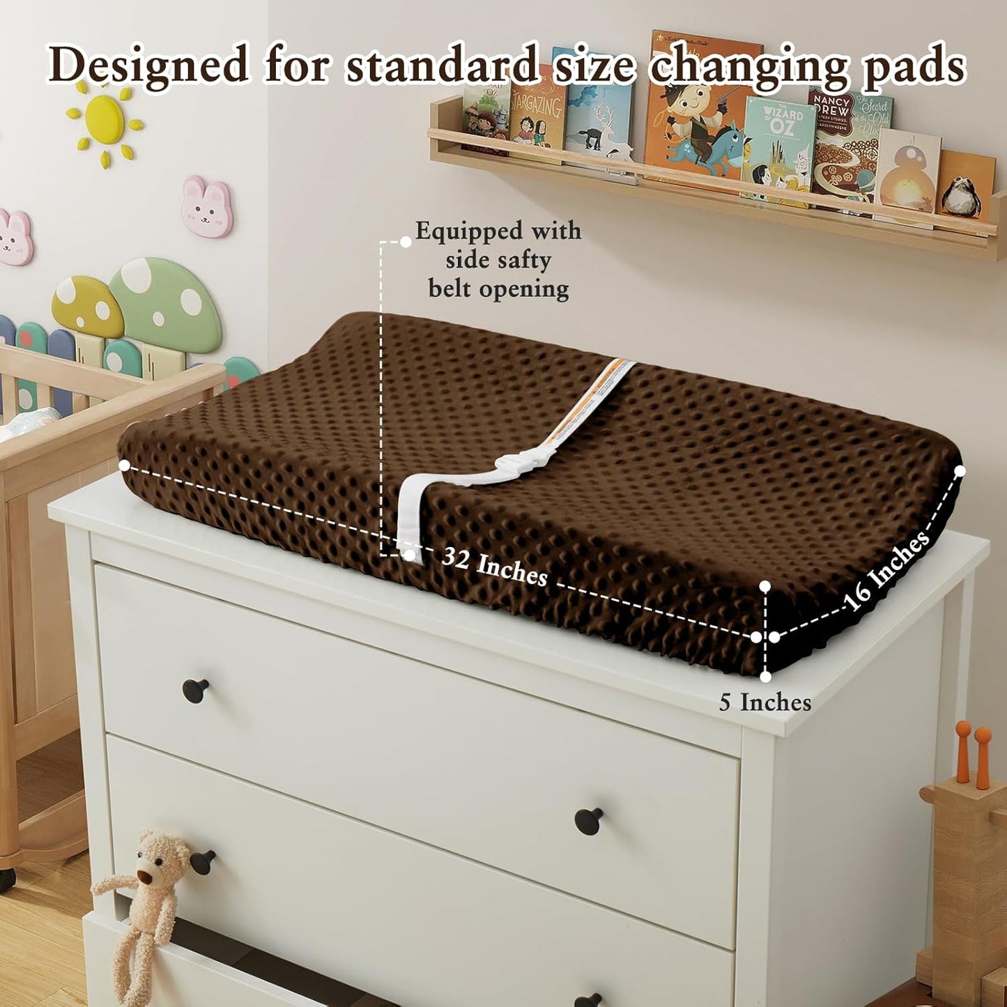 Homiest 2 Pack Changing Pad Cover, White + Chocolate Brown Changing Table Sheets, Ultra Soft Fleece Minky Dot Fabric, Breathable Comfortable Diaper Pad Cover for Girls and Boys, Machine Washable