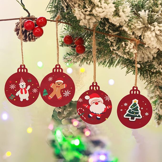 Artmag 50pcs Christmas Unfinished Wood Wooden DIY Ornaments Blank Round Wood