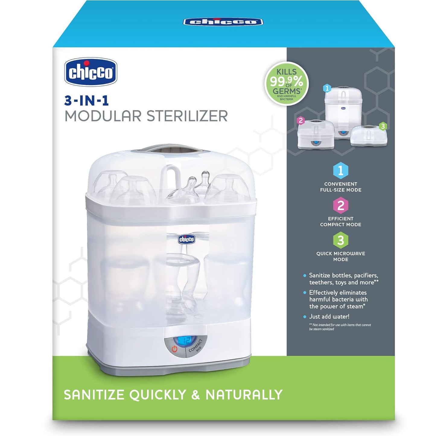 3-in-1 Modular Baby Bottle, Pacifier, Pump Parts, etc. Sterilizer - Grey