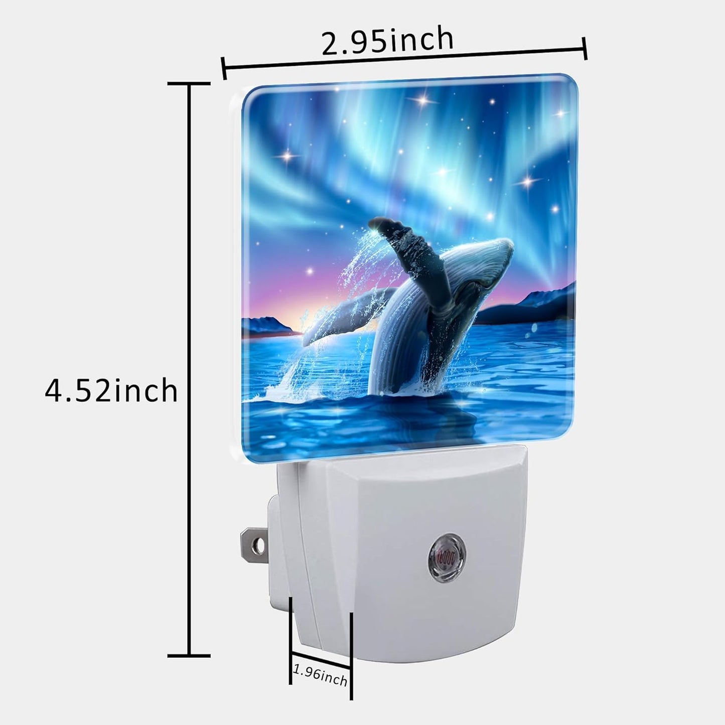 Humpback Whale Breaching Water Night Light for Kids, LED Night Light Plug into Wall with Dusk to Dawn Sensor for Girls Boys Women Men Room Decor, Hallway, Kitchen, Bathroom, Nursery, Stairs