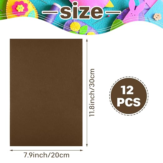 Morcheiong 12 Pcs Self Adhesive Felt Sheet Soft Felt Sheets