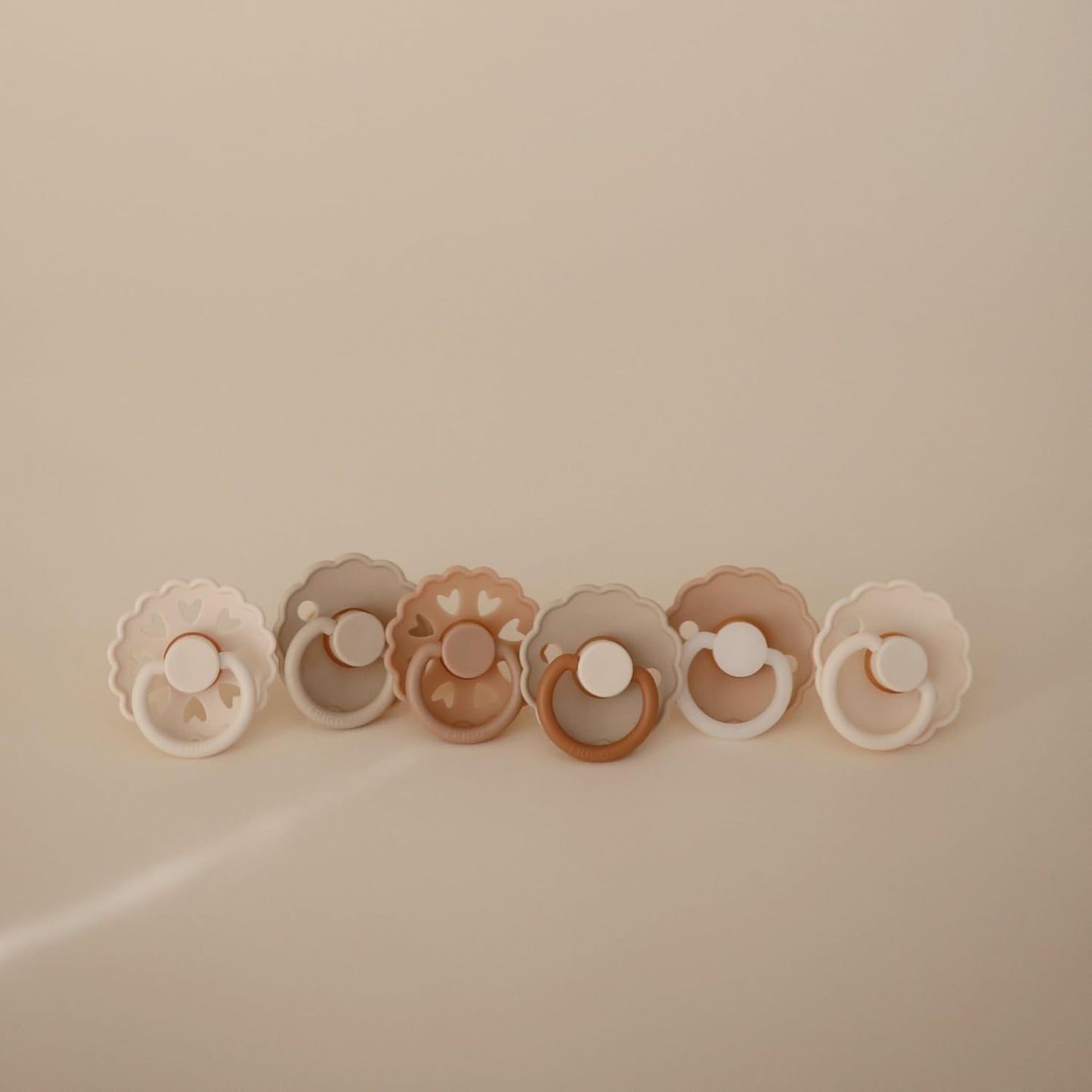 FRIGG SilkySoft Silicone Baby Pacifier 6-Pack Cinnamon Charm | Made in Denmark | BPA-Free (0-6 Months)