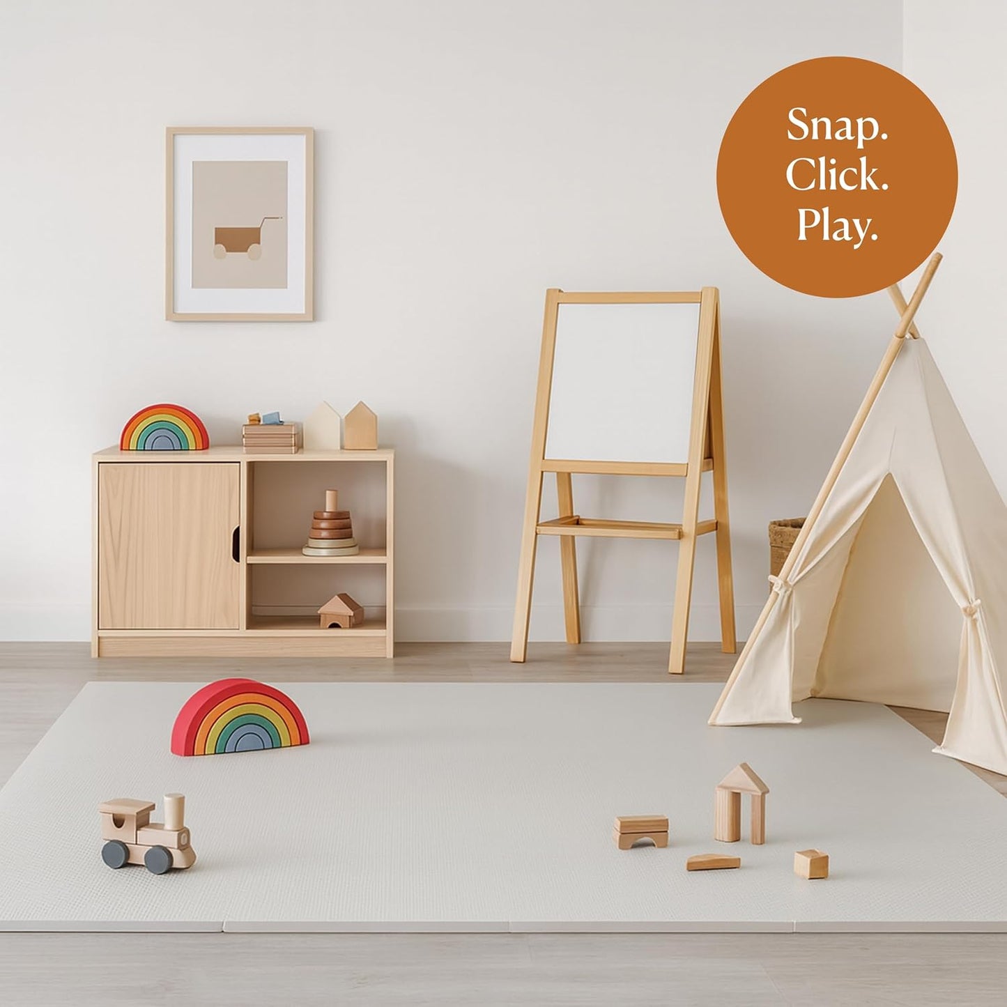 Toddlekind Playmat -Classic Foam Play Mat- 4 x 4 feet Premium Quality Foam Play Mat for Babies/Toddlers, Stylish, Non-Toxic, Odorless, Stone