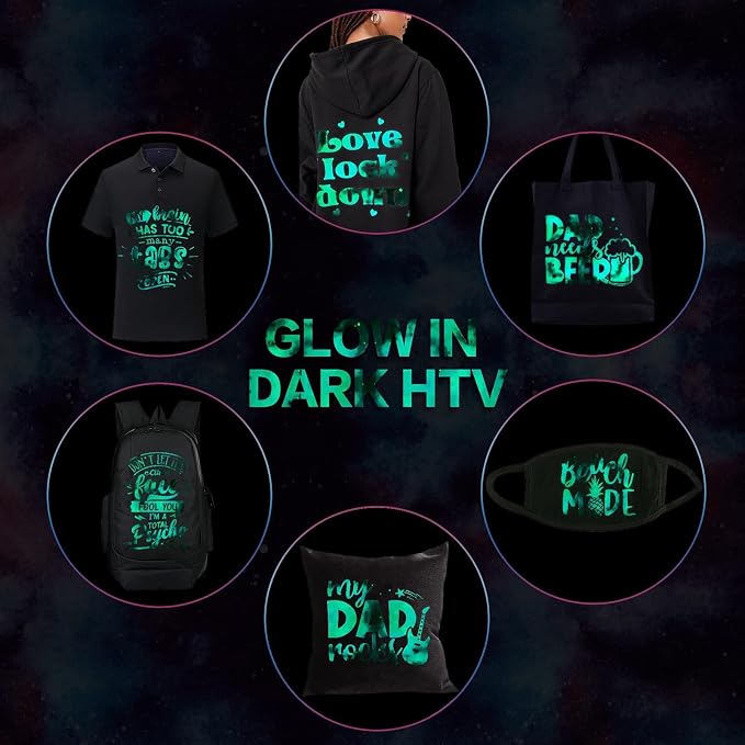 Tintnut Galaxy Glow in the Dark HTV Vinyl, stretch washable, suitable