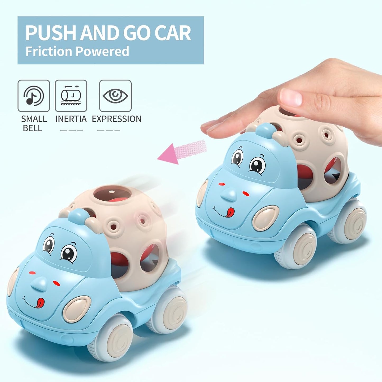 Pink Toys Cars for Toddler Girls, Push N Go Friction Car Toys Rattle Truck for Toddlers, Birthday for 3 + Year Old Girl
